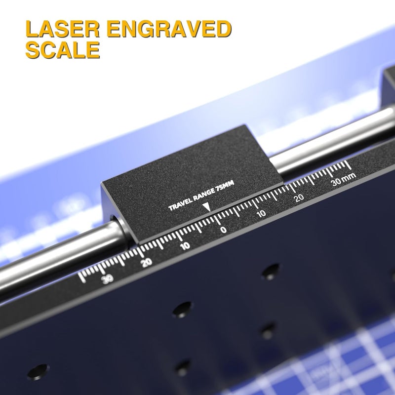 Eyes.sys Manual Linear Stage 75mm Sliding Table Linear Rail Guide Aluminium Alloy Slide Stage with Ruler and Base, Manual Translation Displacement Station - Image 4